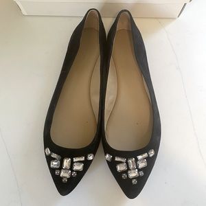 Fancy Black Ann Taylor Pointed Toe Flats